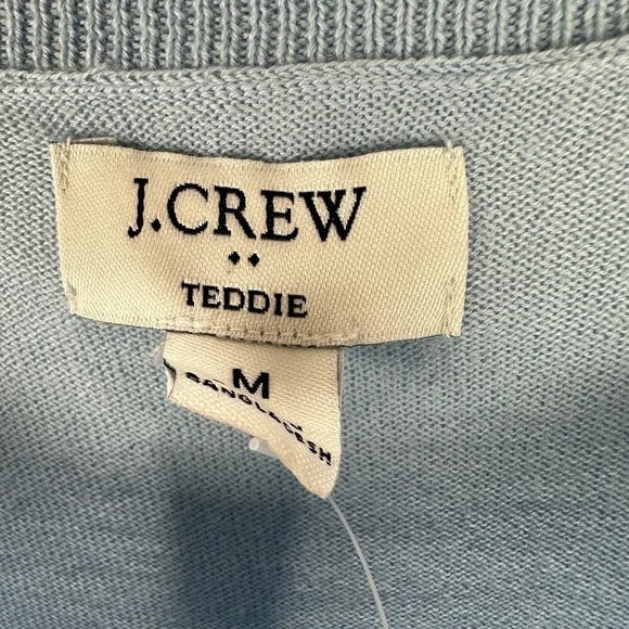 J. Crew Cotton Teddie Sweater Pullover Long Sleeve Round Neck Light Blue M NWT - Picture 7 of 12